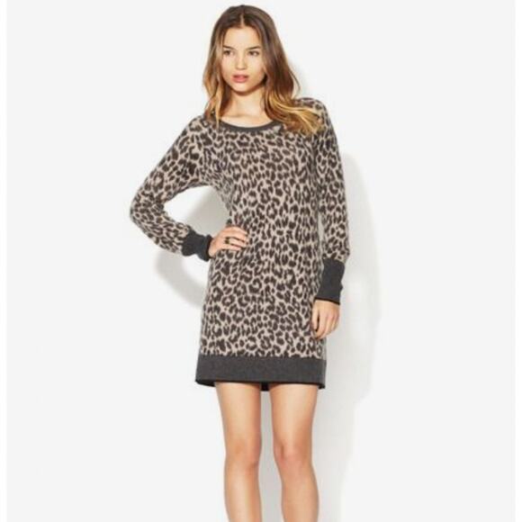 White + Warren Animal Print Cashmere Sweater Dress - Picture 1 of 8